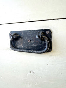 A Rustic Cream Painted English Pine Blanket Box or Coffee Table With Iron Handles