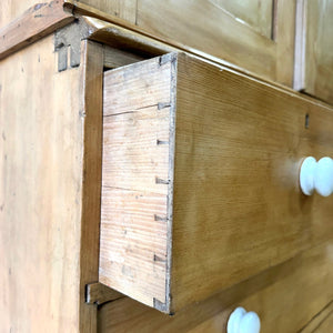 A 19th Century English Pine Linen Press Cupboard with Porcelain Knobs