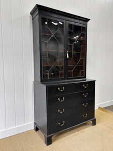 A Large and Early 19th Century Ebonized English Bookcase