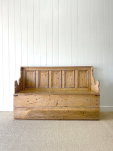 Antique 19th Century Swedish High Back Pine Bench