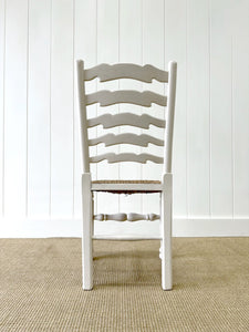 A Set of 4 Ladderback Rush Seat Chairs Painted White