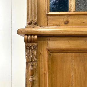 A Large French 19th Century Style Pine Bookcase with Glazed Doors