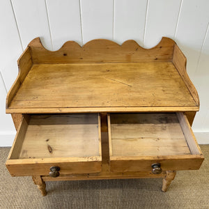 An English Country Pine Galleried Washstand or Console Table