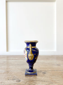 Royal Blue Floral Antique Vase in the style of Le Tallec Porcelain