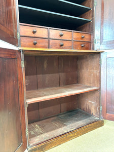 A Large 19th Century English Mahogany Linen Press Cupboard