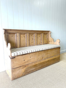 Antique 19th Century Swedish High Back Pine Bench