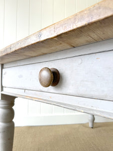 An Antique English Country Pine 4.5 ft Kitchen Dining Table c1890