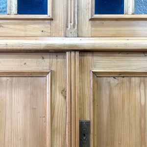 A Large French 19th Century Style Pine Bookcase with Glazed Doors