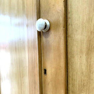 A 19th Century English Pine Linen Press Cupboard with Porcelain Knobs