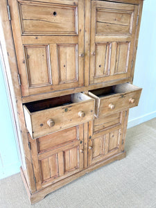 A Very Good Early 19th Century Irish Pine Linen Press Cupboard