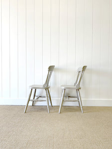 A Pair of 2 Vintage Slatback Chairs in French Grey