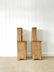 A Charming Pair of Antique Pine Nightstands with Upper Cabinets