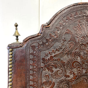 17th Cenutry Iberian or English Walnut Side Chair w/Richly Tooled and Studded Leather Seat & Back