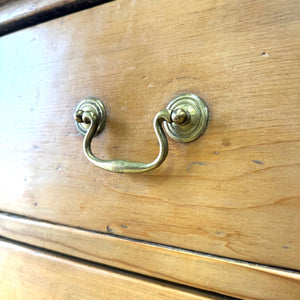 A 19th Century English Pine Linen Press Cupboard with Brass Hardware