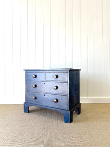 An Antique English Cobalt Blue Painted Pine Chest of Drawers Dresser c1890