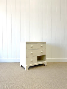 An Antique English Cream Painted Chest of Drawers Dresser c1890