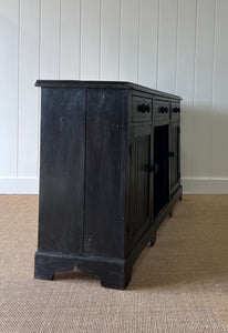 An Ebonzied English Country Pine Buffet Sideboard with "Dog Kennel" center c1860