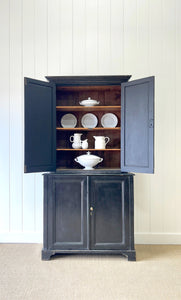 A Handsome English 19th Century Ebonized Pine Housekeeper's Cupboard