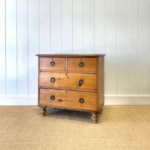 An Antique Rustic English Pine Chest of Drawers Dresser Tulip Feet c1890