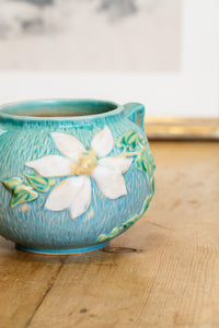 Clematis Teal Blue Vase by Roseville Pottery c1944