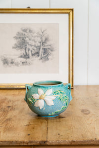 Clematis Teal Blue Vase by Roseville Pottery c1944