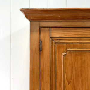 A 19th Century English Pine Linen Press Cupboard with Brass Hardware