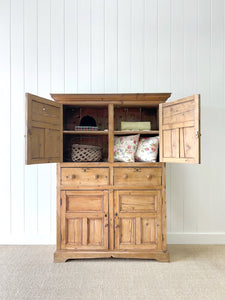 A Very Good Early 19th Century Irish Pine Linen Press Cupboard