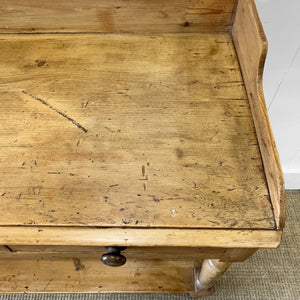 An English Country Pine Galleried Washstand or Console Table