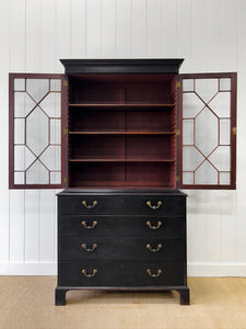 A Large and Early 19th Century Ebonized English Bookcase