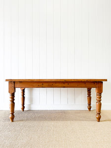 A Vintage  English Country Pine Over 6ft Dining Table