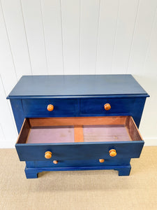 A Blue English Chest of Drawers Dresser c1890