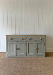 A Monumental English Country Pine Painted Sideboard Buffet c1840