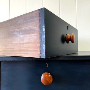 A Dark Blue English Pine Chest of Drawers Dresser c1890