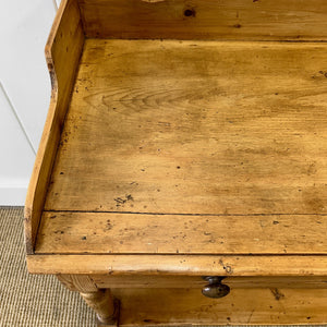 An English Country Pine Galleried Washstand or Console Table