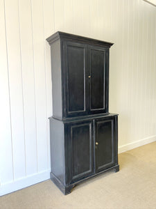 A Handsome English 19th Century Ebonized Pine Housekeeper's Cupboard