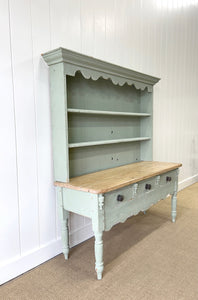 An Antique English Country Painted Kitchen Dresser