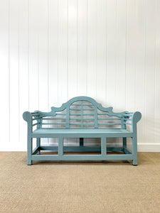 An Antique Robin's Egg Blue Painted Lutyens Garden Bench