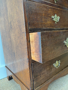 Antique English Early 19th Century Oak Chest of Drawers c1810 with Brushing Slide