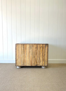 An Antique English Painted Pine Chest of Drawers Dresser with Bun Feet c1890