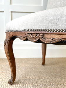 An 18th Century French Side Chair Newly Upholstered in Linen