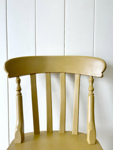 A Vintage Set of 4 Mustard Slat Back Chairs