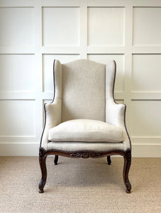 An Antique French Arm Chair with New Kravet Linen Upholstery