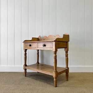 An English Country Pine Galleried Washstand or Console Table