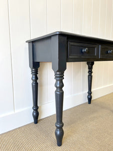 An Ebonized English Country Pine Console Table