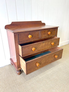 An Antique English Mahogany Chest of Drawers Dresser Tulip Feet c1890