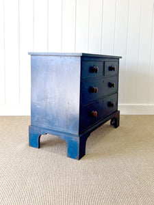 An Antique English Cobalt Blue Painted Pine Chest of Drawers Dresser c1890