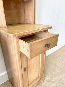 A Charming Pair of Antique Pine Nightstands with Upper Cabinets