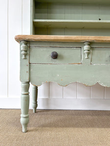 An Antique English Country Painted Kitchen Dresser