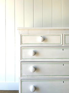 An Antique English Painted Pine Chest of Drawers Dresser c1890