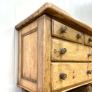 A Light Pine Antique English Sideboard on Tulip Feet c1890